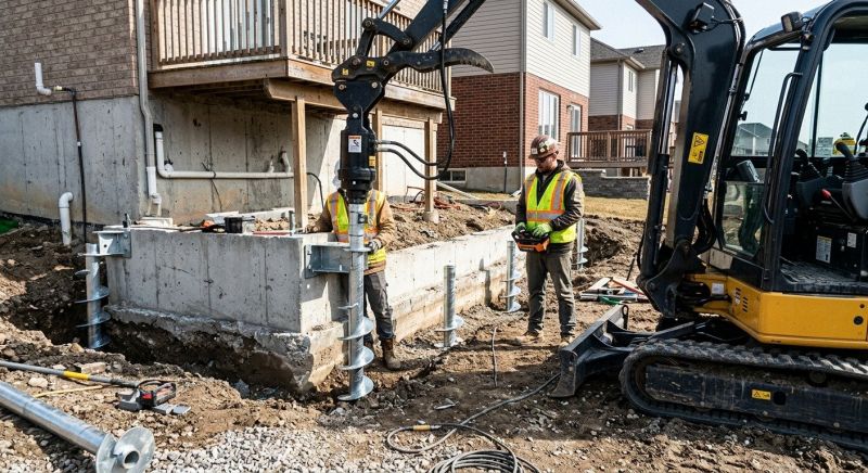 Helical Piers Installation in Scituate, MA